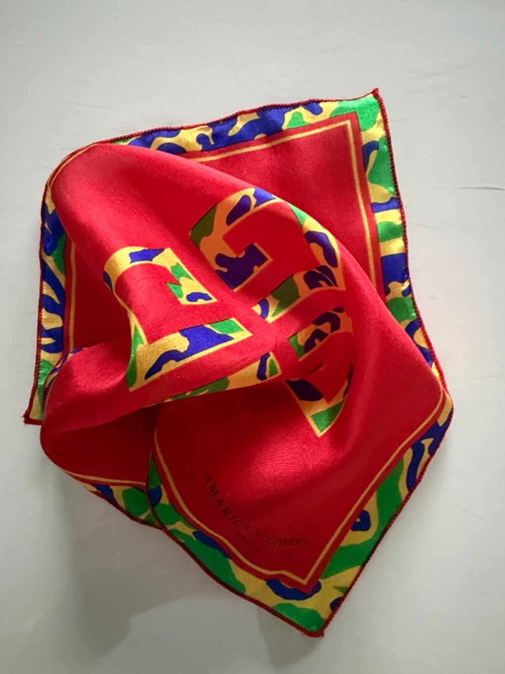 Vintage Givenchy Amarige Silk Scarf Pocket Square 4G Logo - Picture 2 of 8